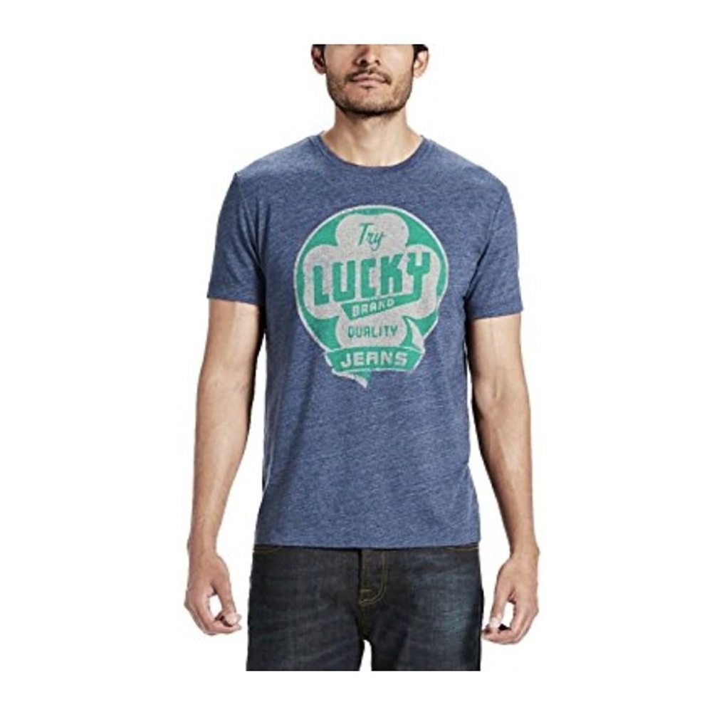 Lucky Men’s Graphic Tee (Blue, XL)